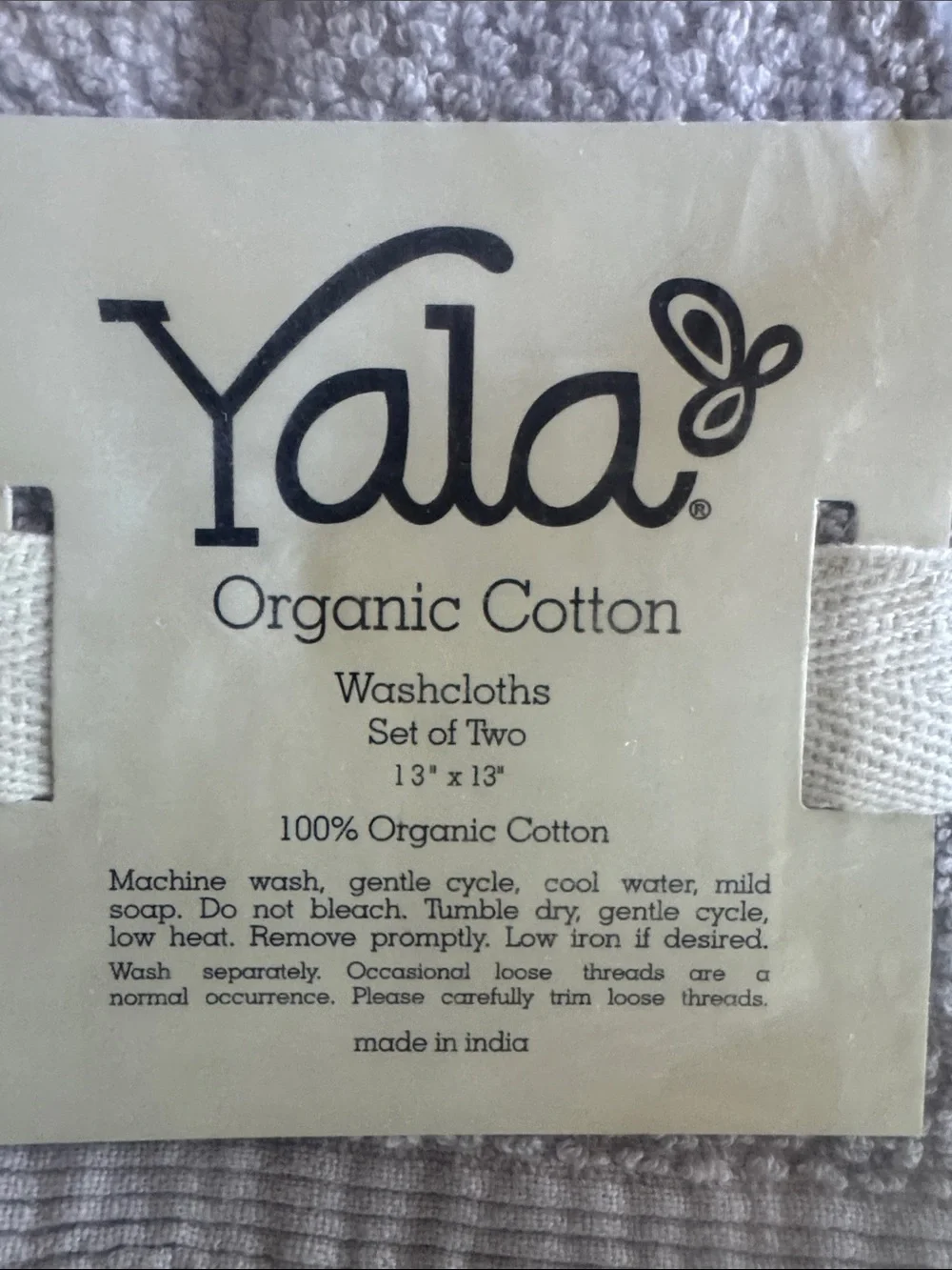 NWT 4 Yala Organic Cotton Plush Tan Terry Cloth Washcloths soft thick luxurious